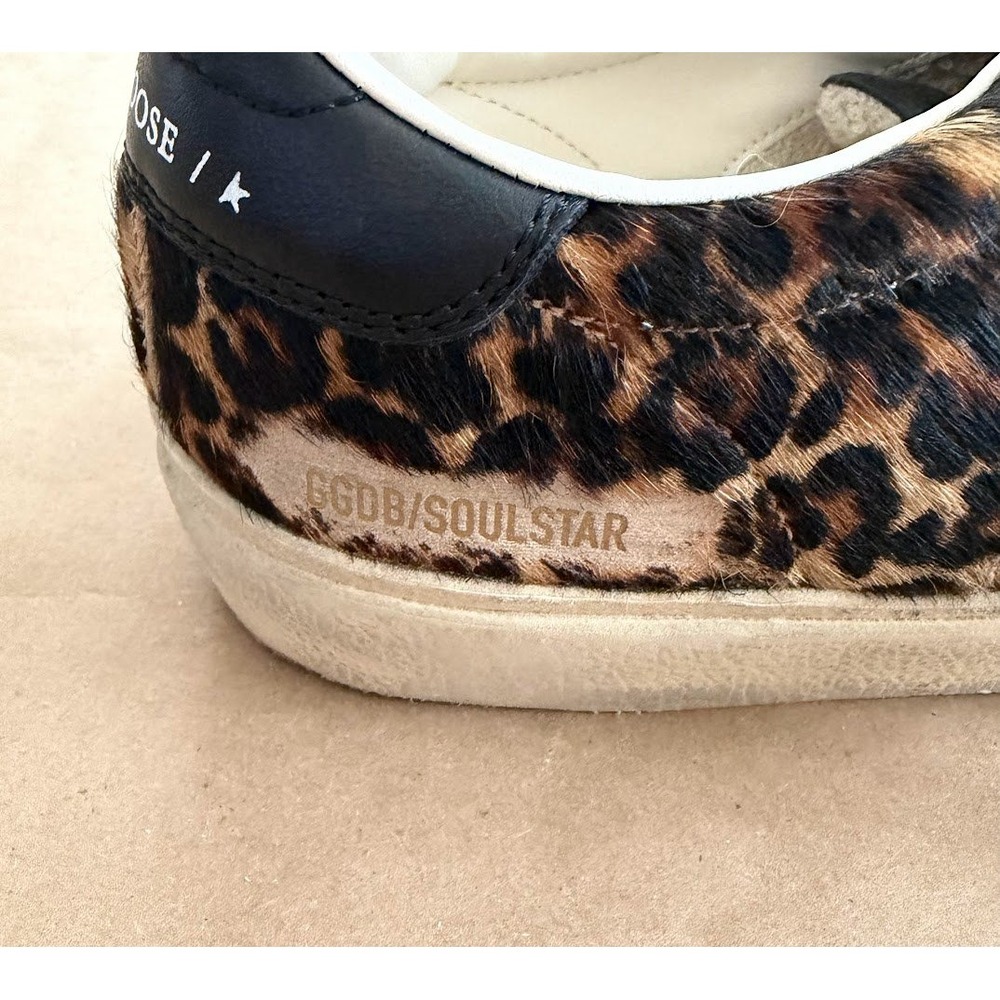 Golden Goose Soul Star Sneakers Leopard Print Calf Hair Size 39 Streetwear